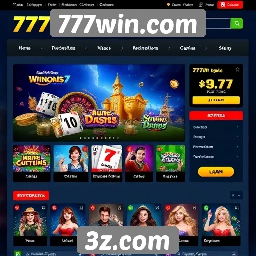 Interface do usuário do site 777win.com em foco